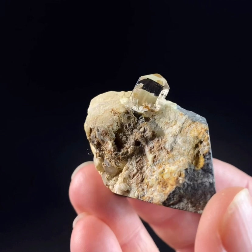 Grade A Peach Color Katlang Imperial Topaz Crystal on Matrix, Fluorescent