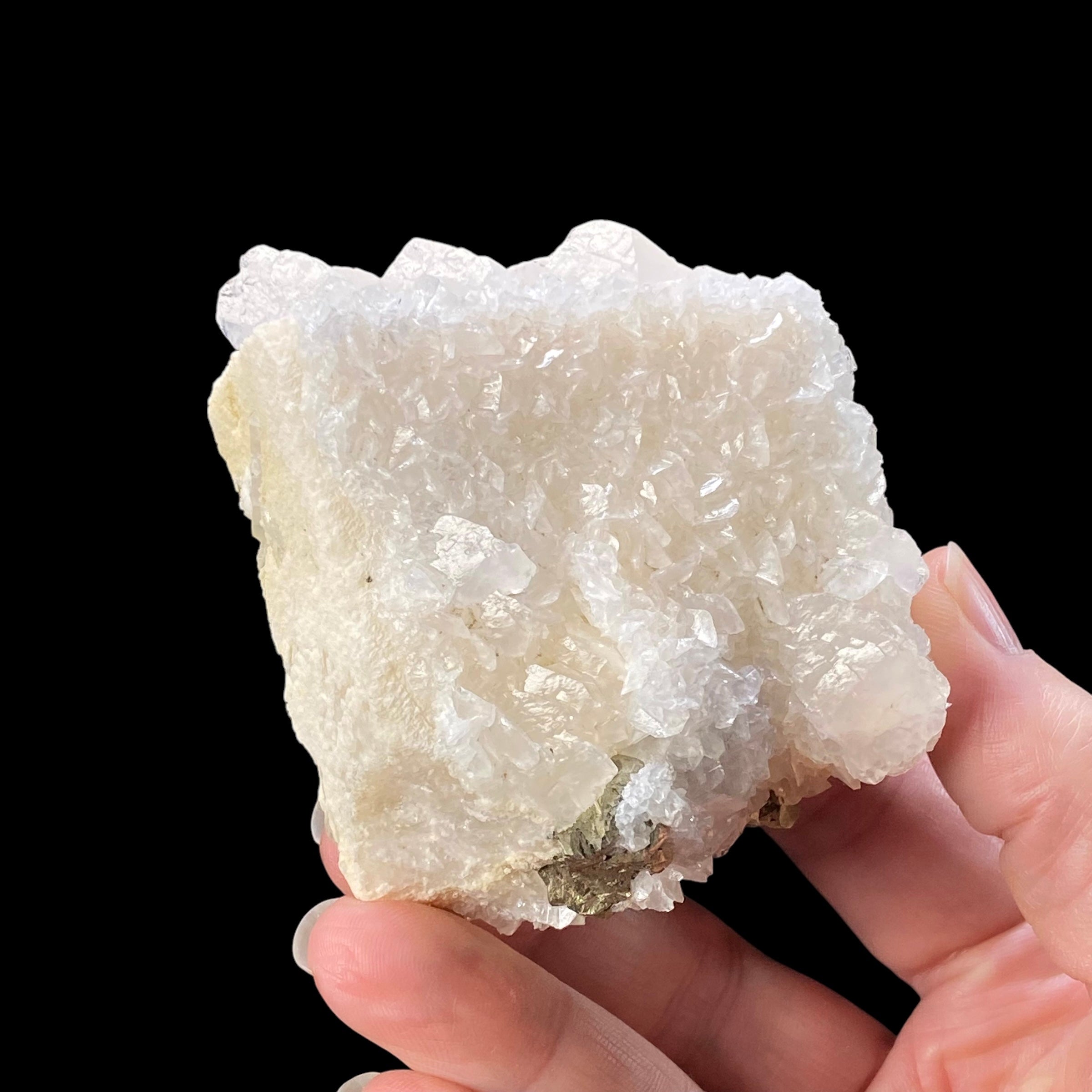 Mangano Calcite Rhombus with Pyrite and Quartz, Trepca Mine Complex, Kosovo