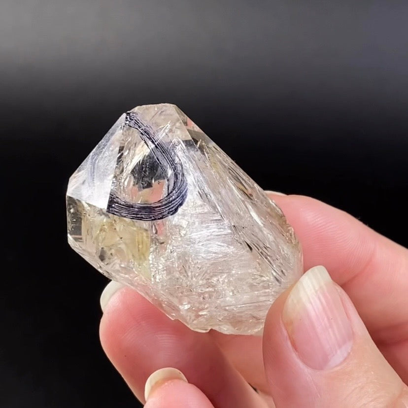 Double Terminated Diamond Style Fenster Quartz Crystal with Enhydro Water Inclusion