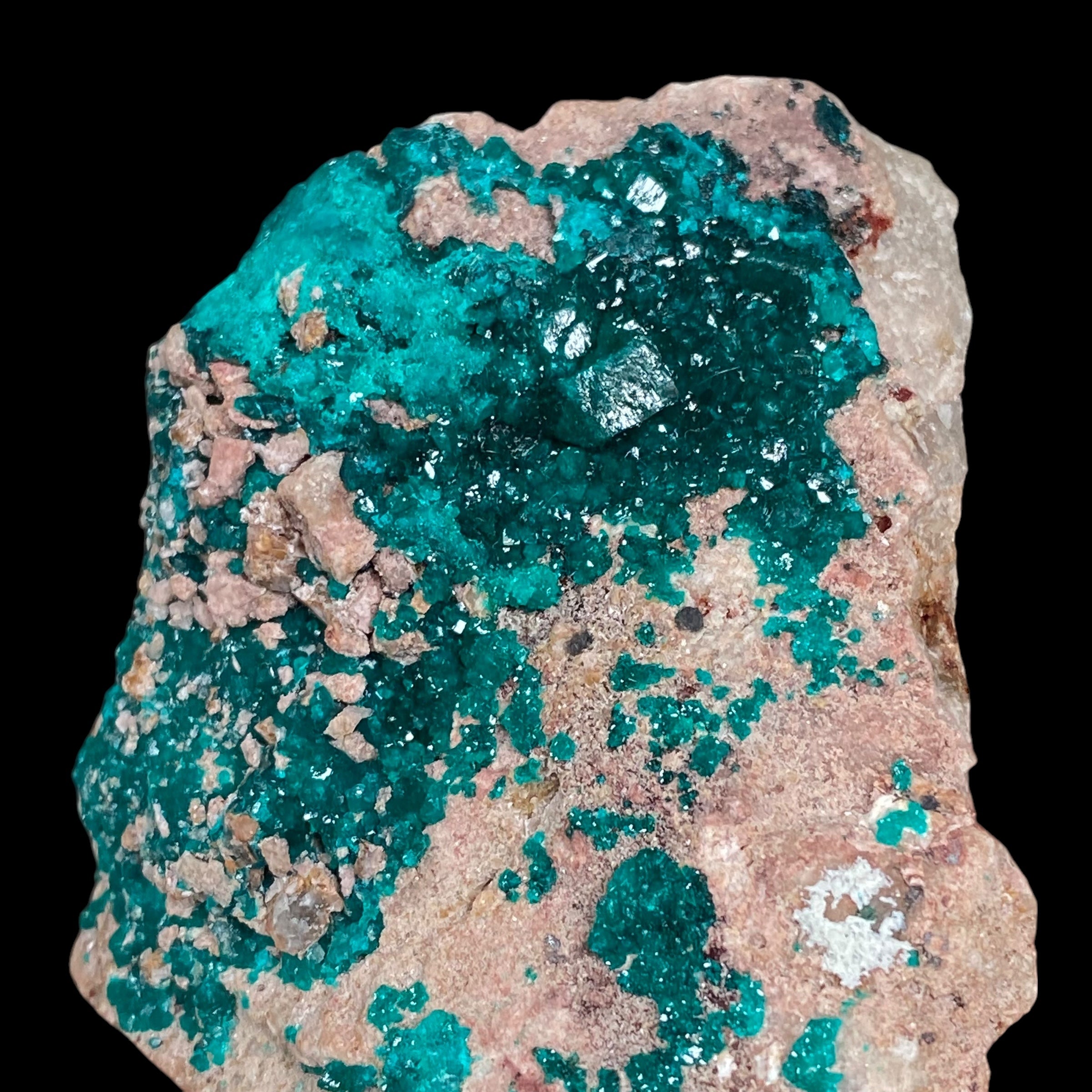 Dioptase Crystals on Sandy Quartz Rich Matrix