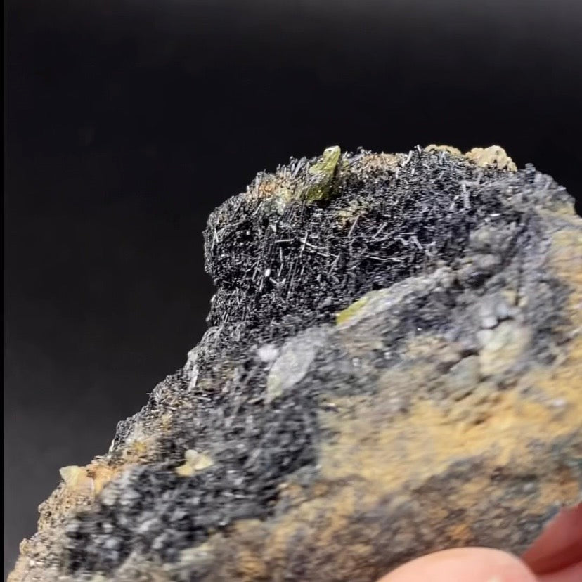 Green Titanite Sphene Crystal with Rutile on Matrix