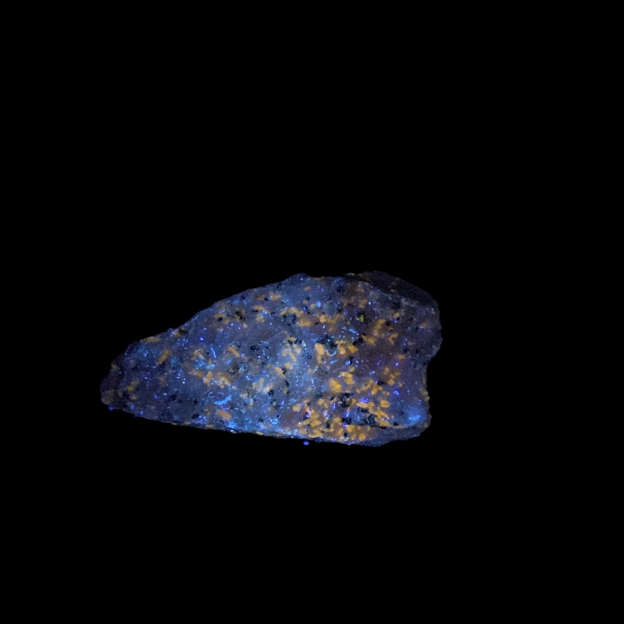 Fluorescent Wollastonite on Calcite, Nobel Pit, Sterling Hill Mine, New Jersey
