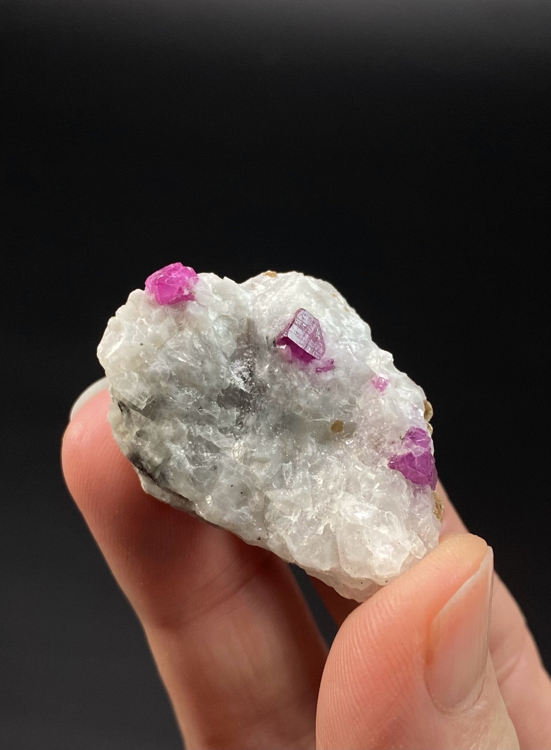 Pseudo Octahedral Natural Ruby Crystals on Marble Matrix, Jegdalek, Afghanistan