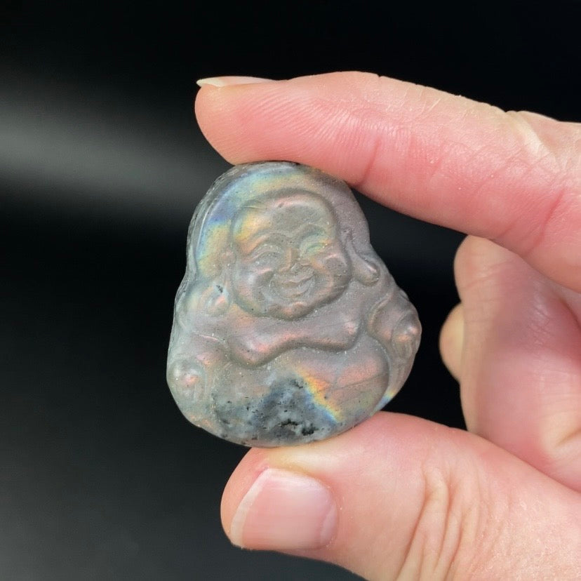 Labradorite Carved Buddha Cabochon - Pocket Stone