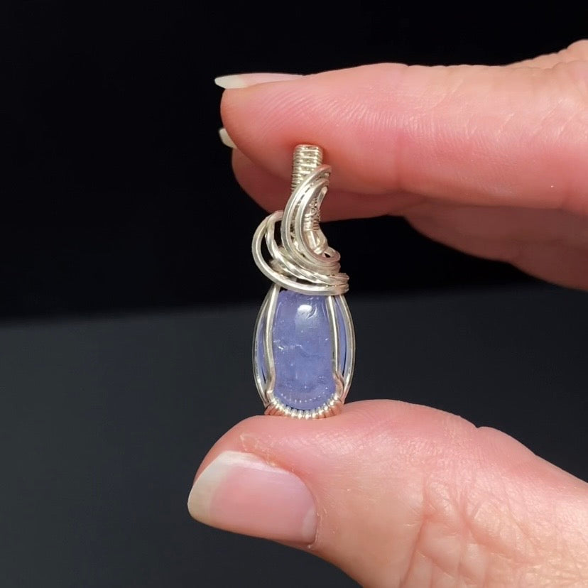 Tanzanite & Sterling Silver Wire Wrapped Pendant