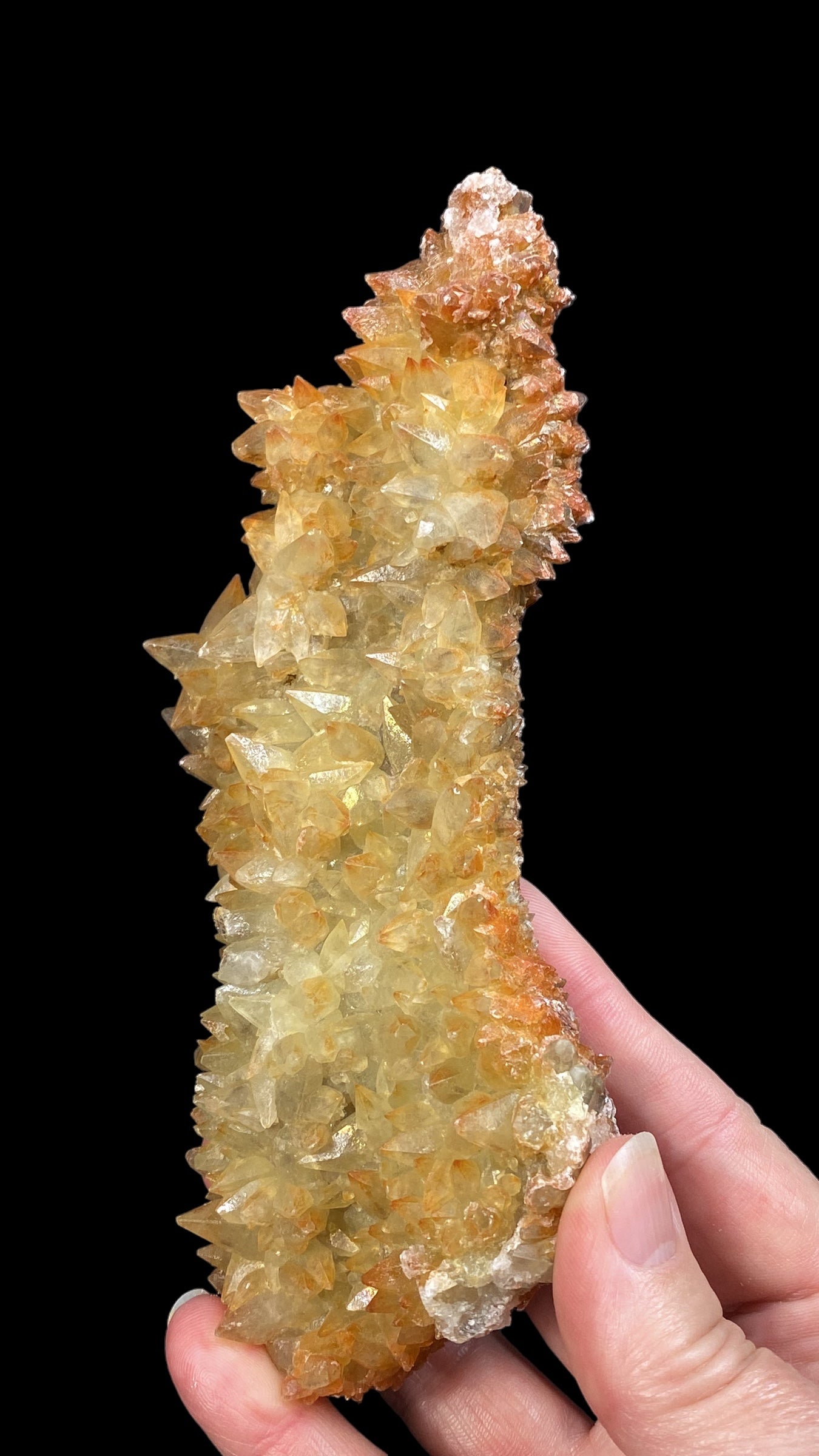 Dog Tooth Calcite Cluster with Natural Iridescent & Iron Oxide Surface Coating