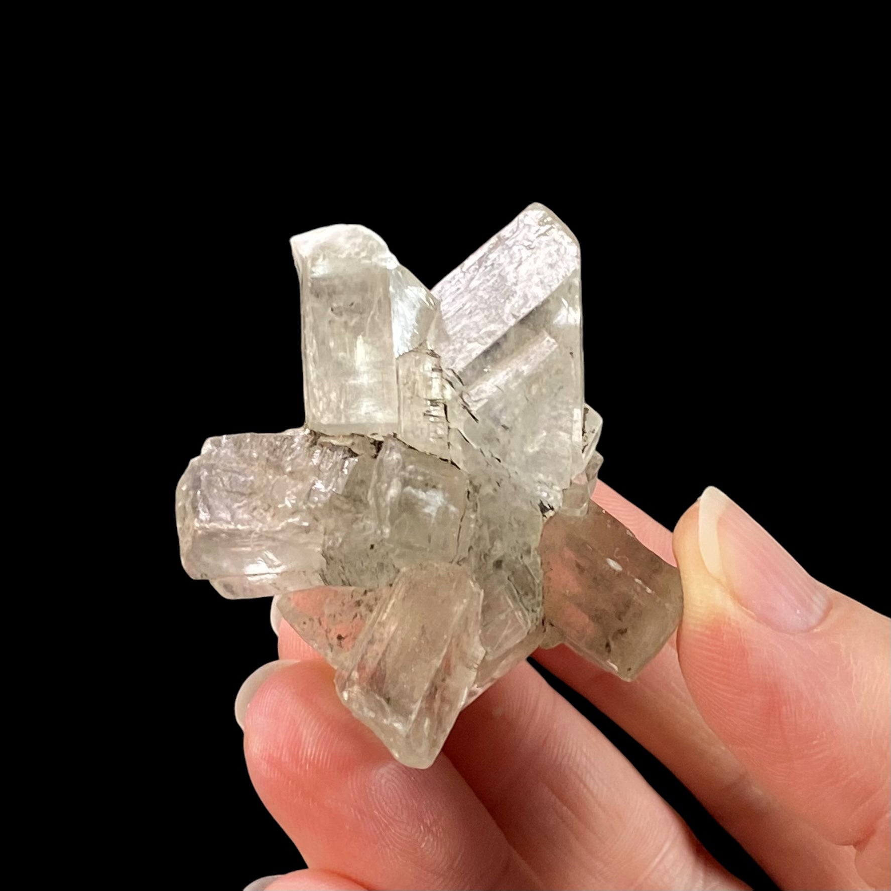 Gypsum var. Selenite Fluorescent & Phosphorescent Floater Crystal Cluster