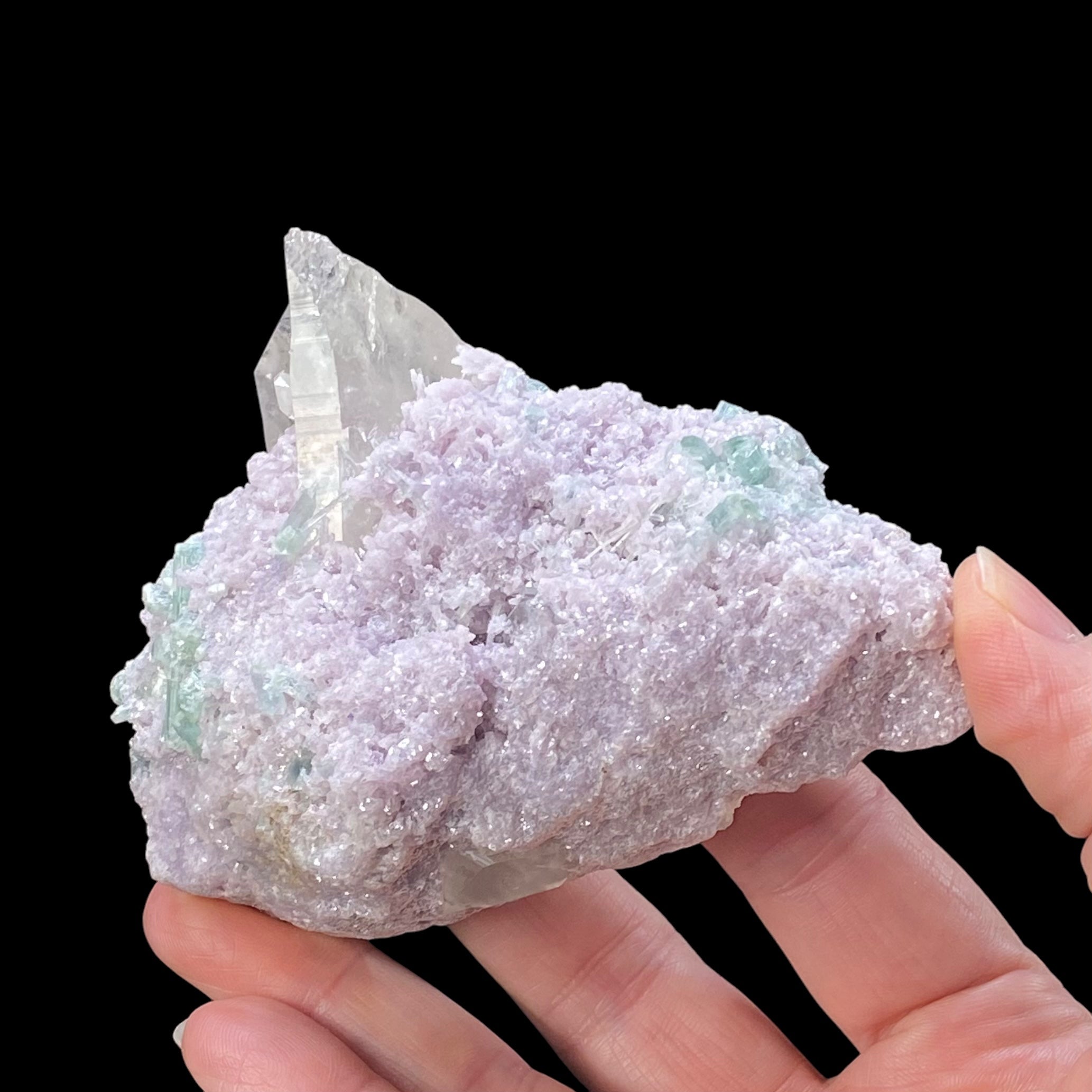 Light Green Tourmaline, Lepidolite & Quartz Cluster