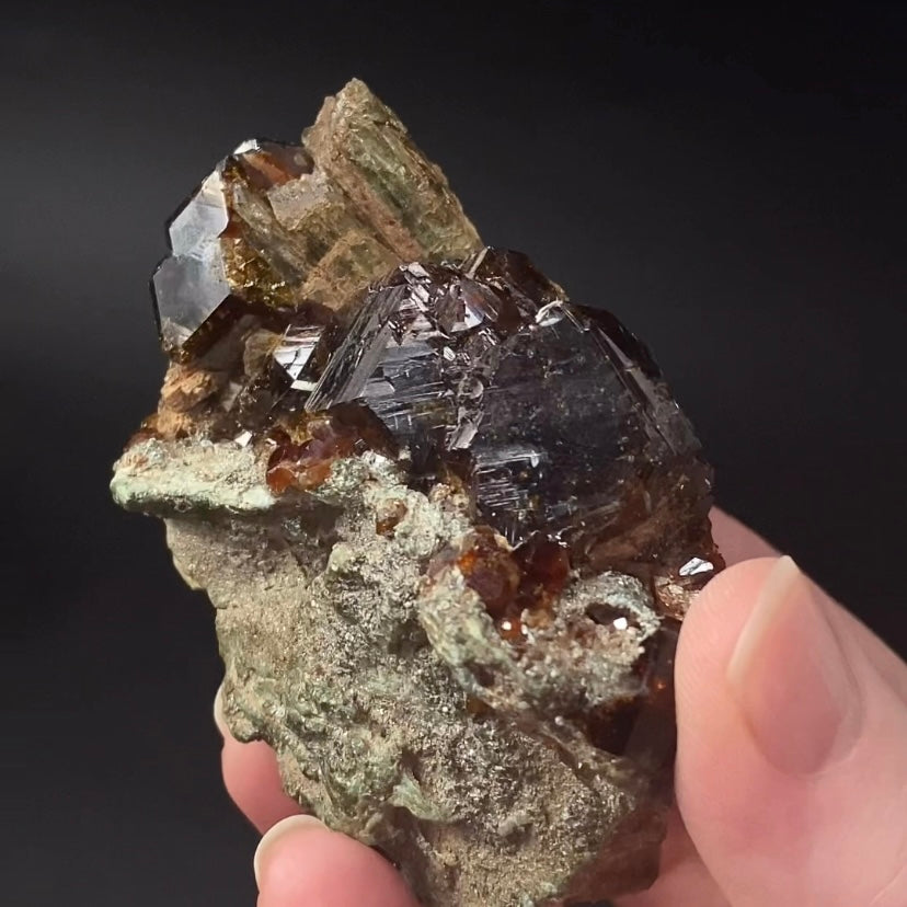 Lustrous Brown-Orange Garnets on Matrix from Afghanistan