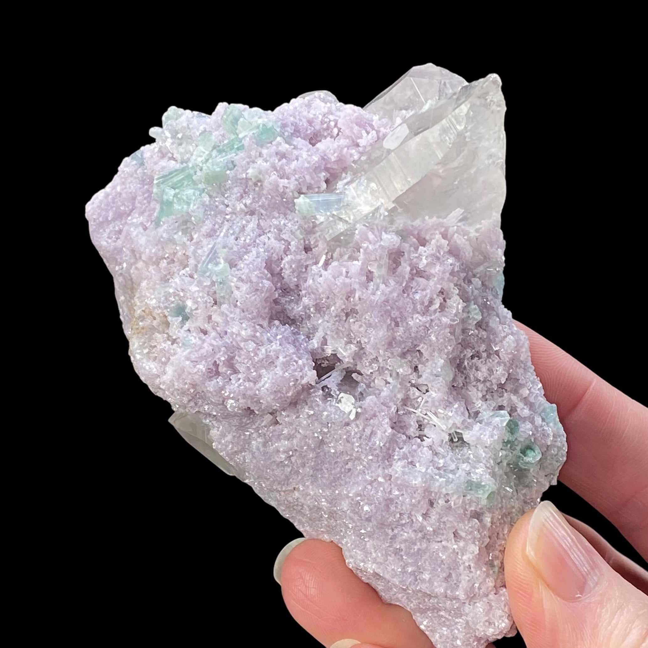 Light Green Tourmaline, Lepidolite & Quartz Cluster