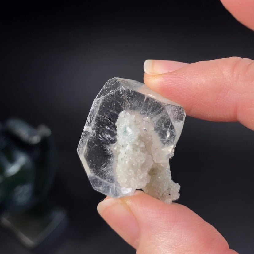 Clear Tabular Apophyllite Crystal with Druzy Apophyllite - High Vibration Crystals and Minerals