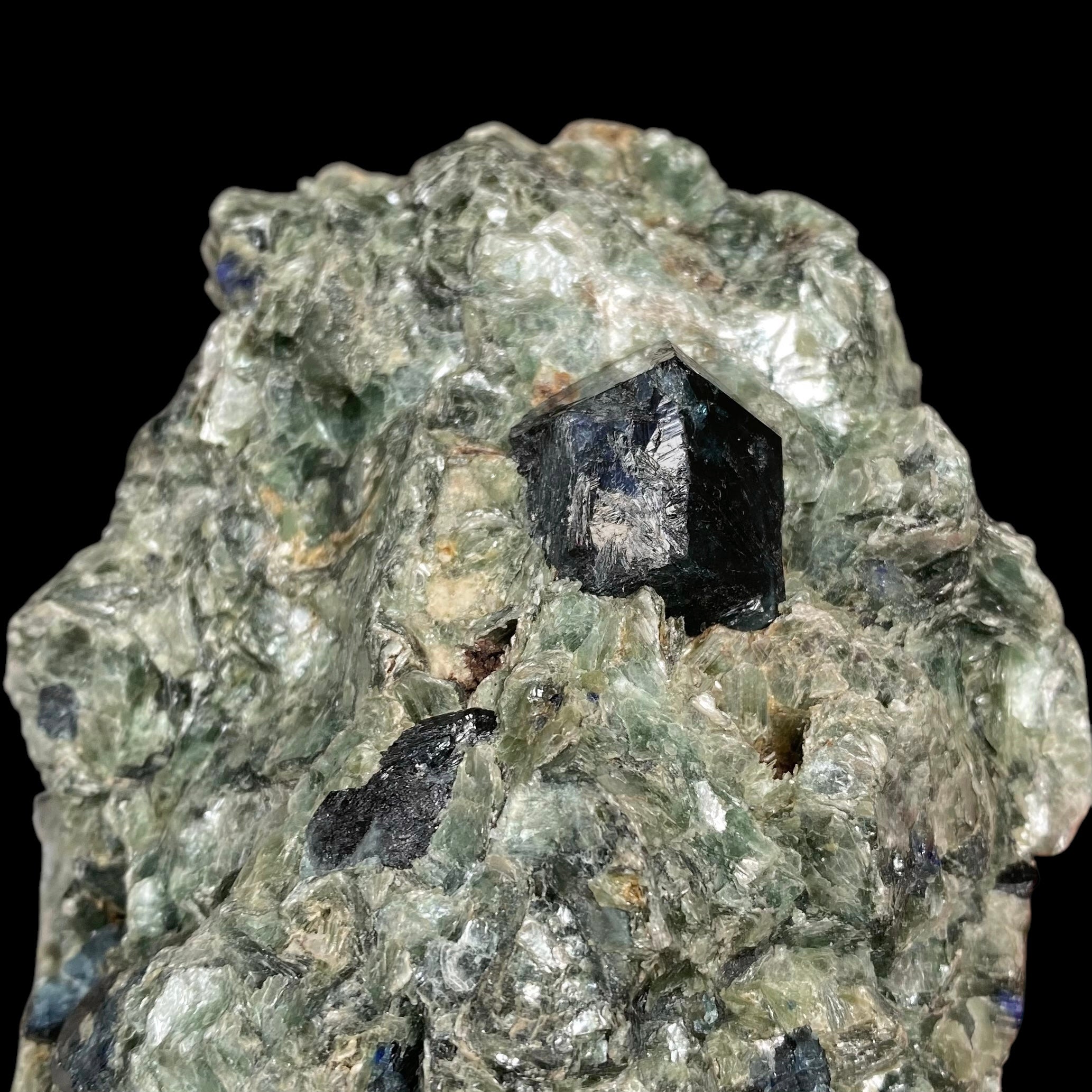 Dark Blue Dravite/Uvite in a Beautiful Green Mica-Rich Matrix with Sapphires