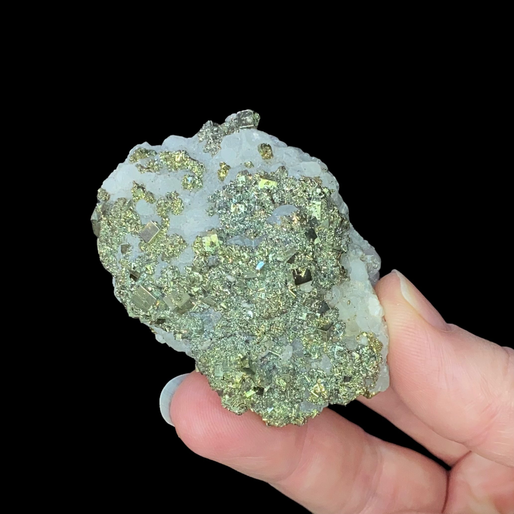 Fluorescent Calcite & Pyrite Cluster from Trepca Mine Complex, Mitrovica, Kosovo