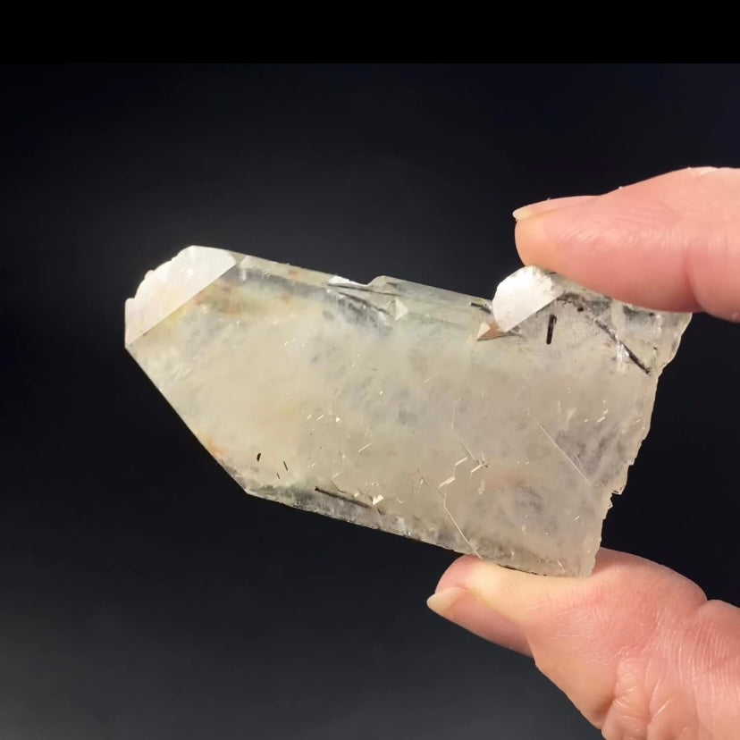 Tabular Quartz Crystal with Black Tourmaline Inclusions