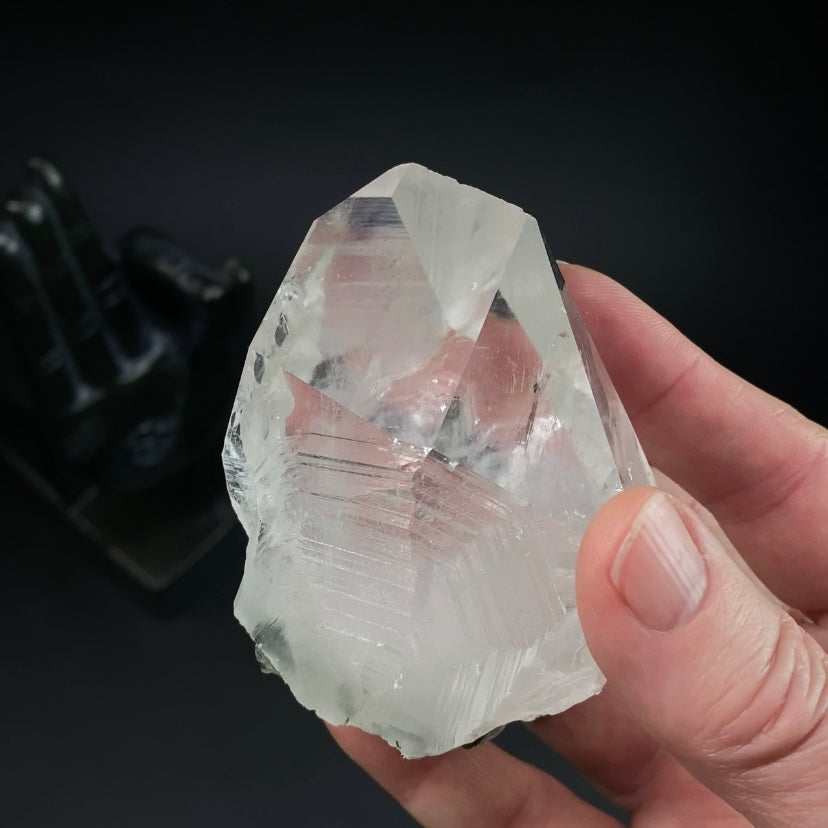 Quartz Crystal with Dark Green Epidote Crystals