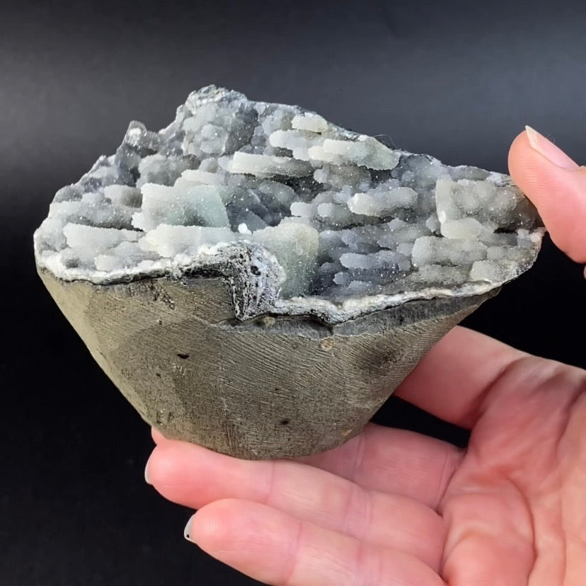 Chalcedony Stalactite Cluster in a Trimmed Basalt Pocket from Jalgaon, Maharashtra, India