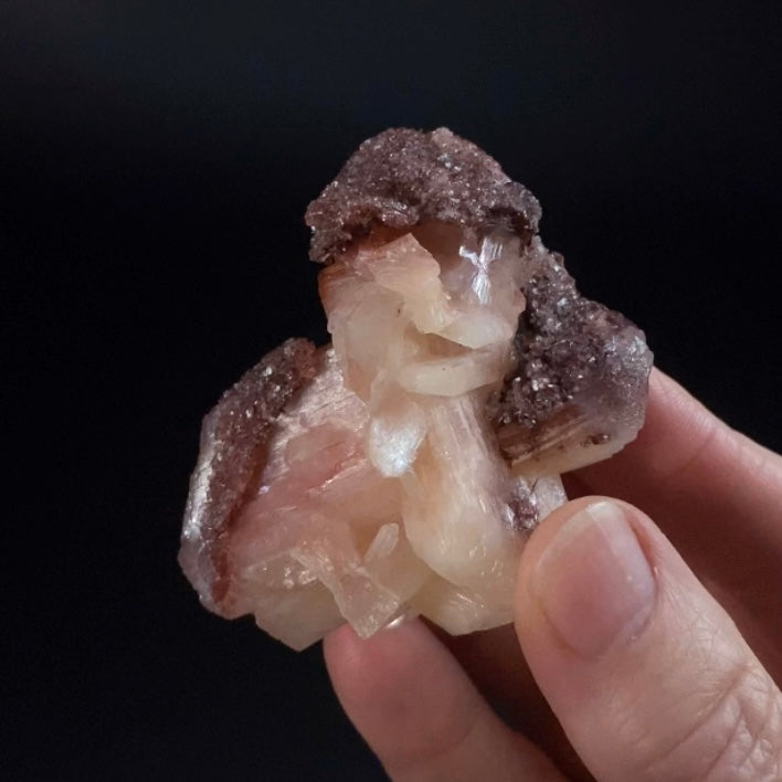 Peach and Red Hematite Stilbite Cluster, Maharashtra, India