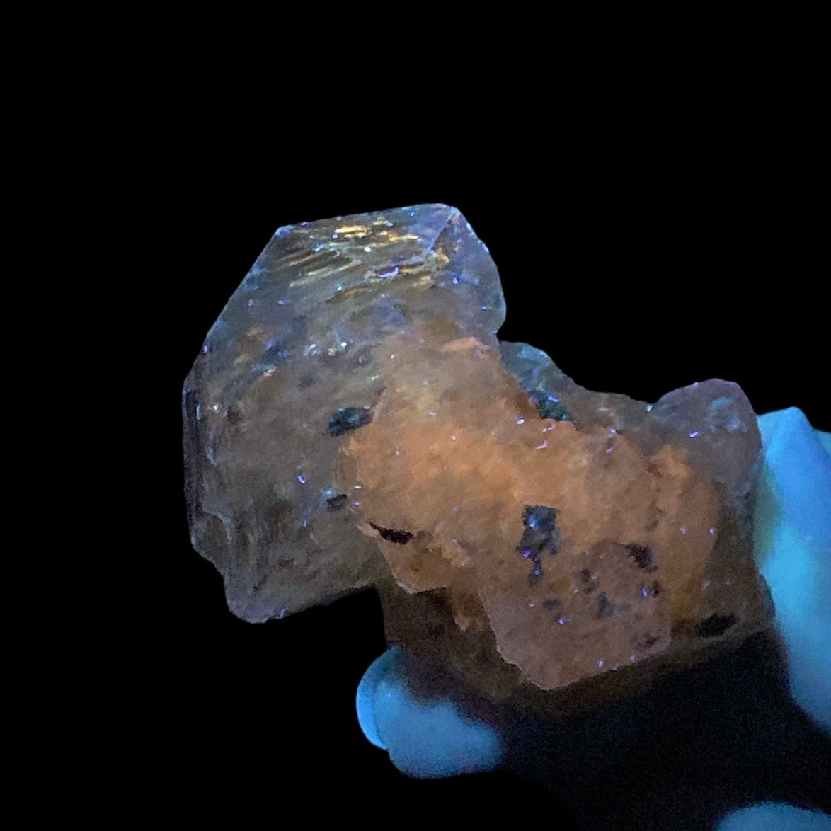 Fenster Quartz Crystal with Moving Water Inclusion Enhydro & Orange Fluorescence