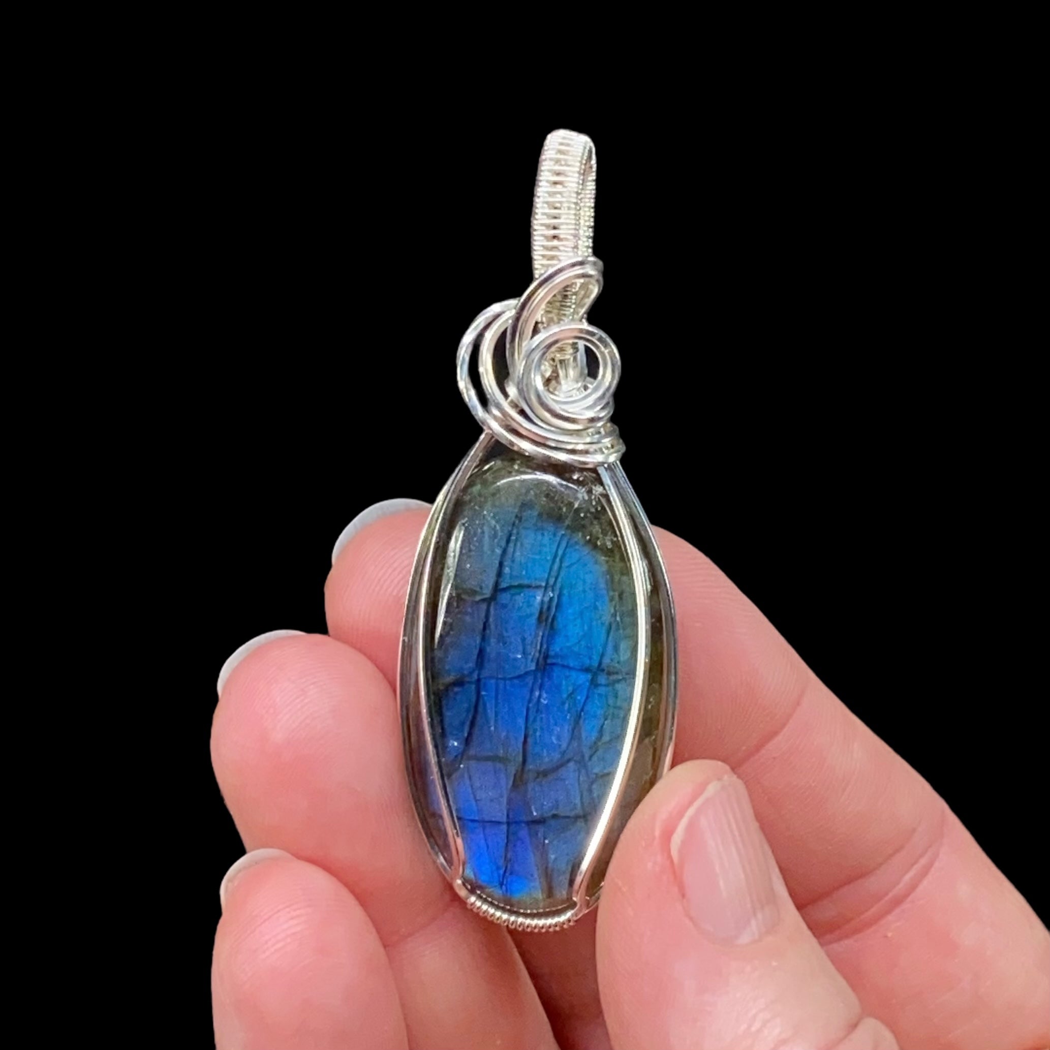 Labradorite & Sterling Silver Wire Wrapped Pendant, Natural Stone & Crystal Jewelry