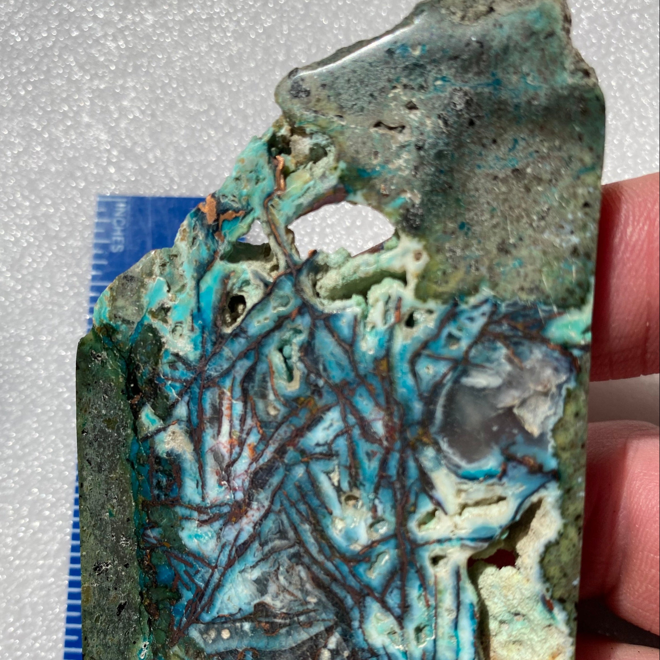 Chrysocolla & Copper Indonesian Copper Web with Matrix Polished Slab