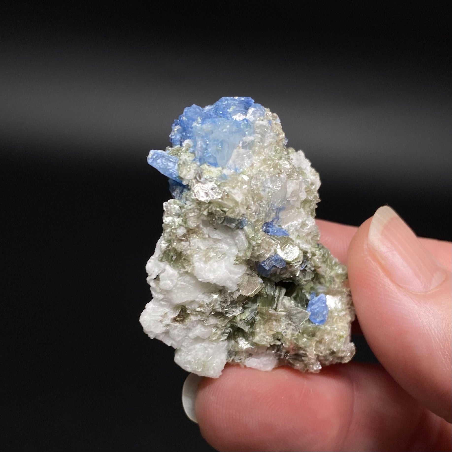 Blue Alkali Beryl Aquamarine with Muscovite Mica and Feldspar, Shigar Valley, Gilgit Baltistan, Pakistan