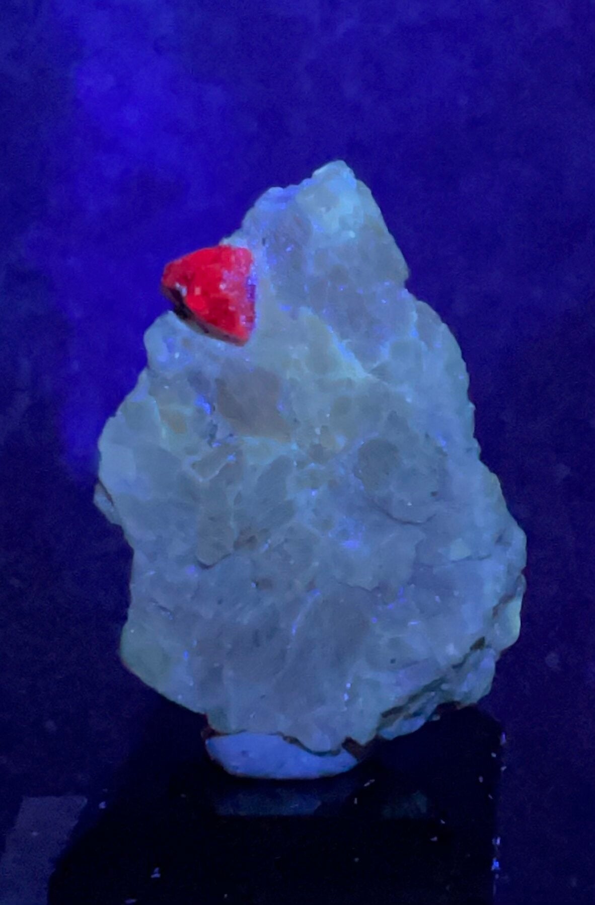 Red Spinel Crystal on Matrix - UV reactive