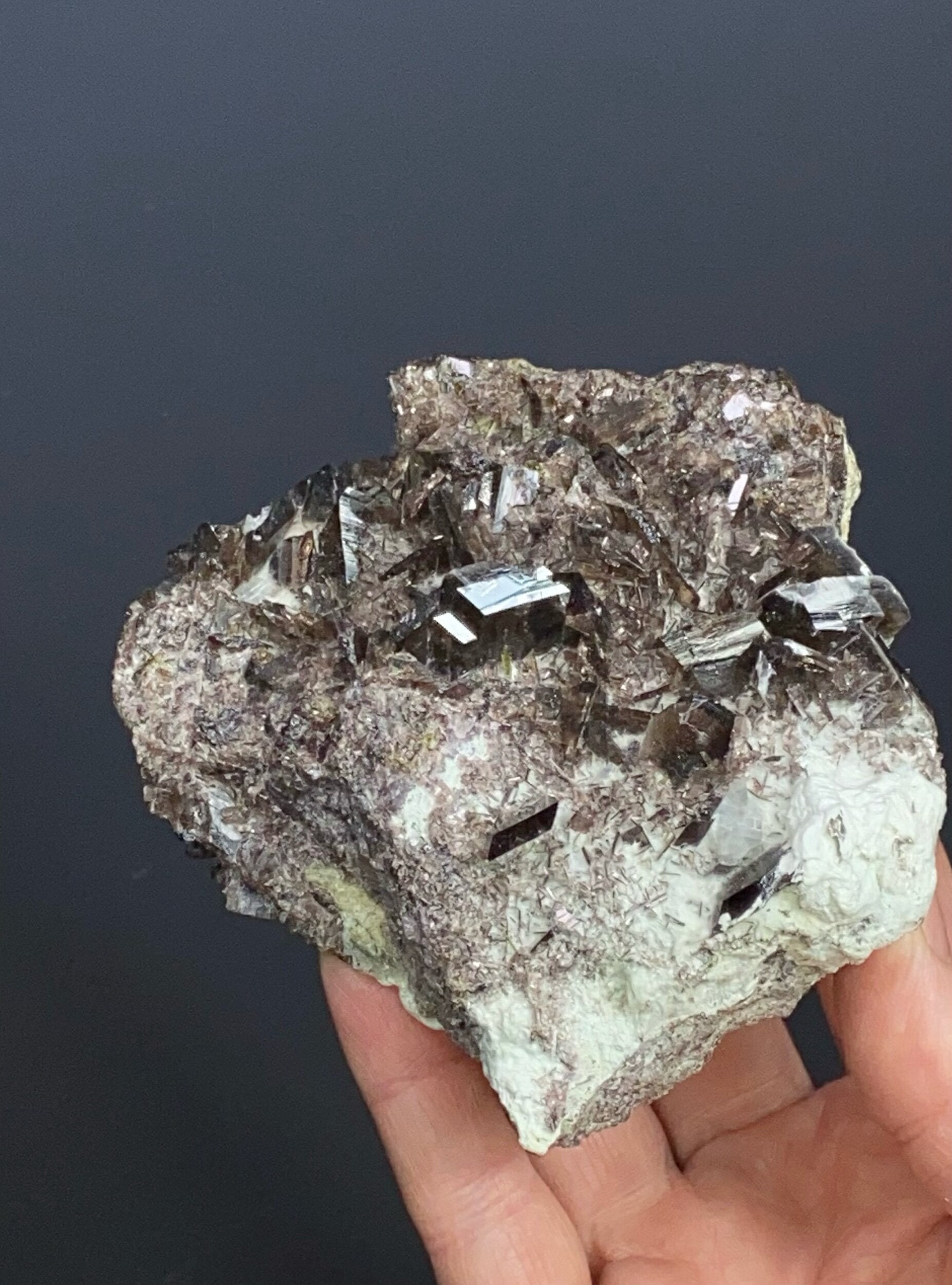 Axinite Crystal Cluster with Chrysotile, Quartz & Minor Epidote from Shigar Valley, Gilgit-Baltistan, Pakistan