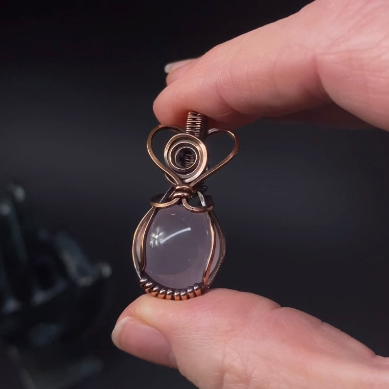 Rose Quartz Sphere and Copper Wire Wrapped Pendant