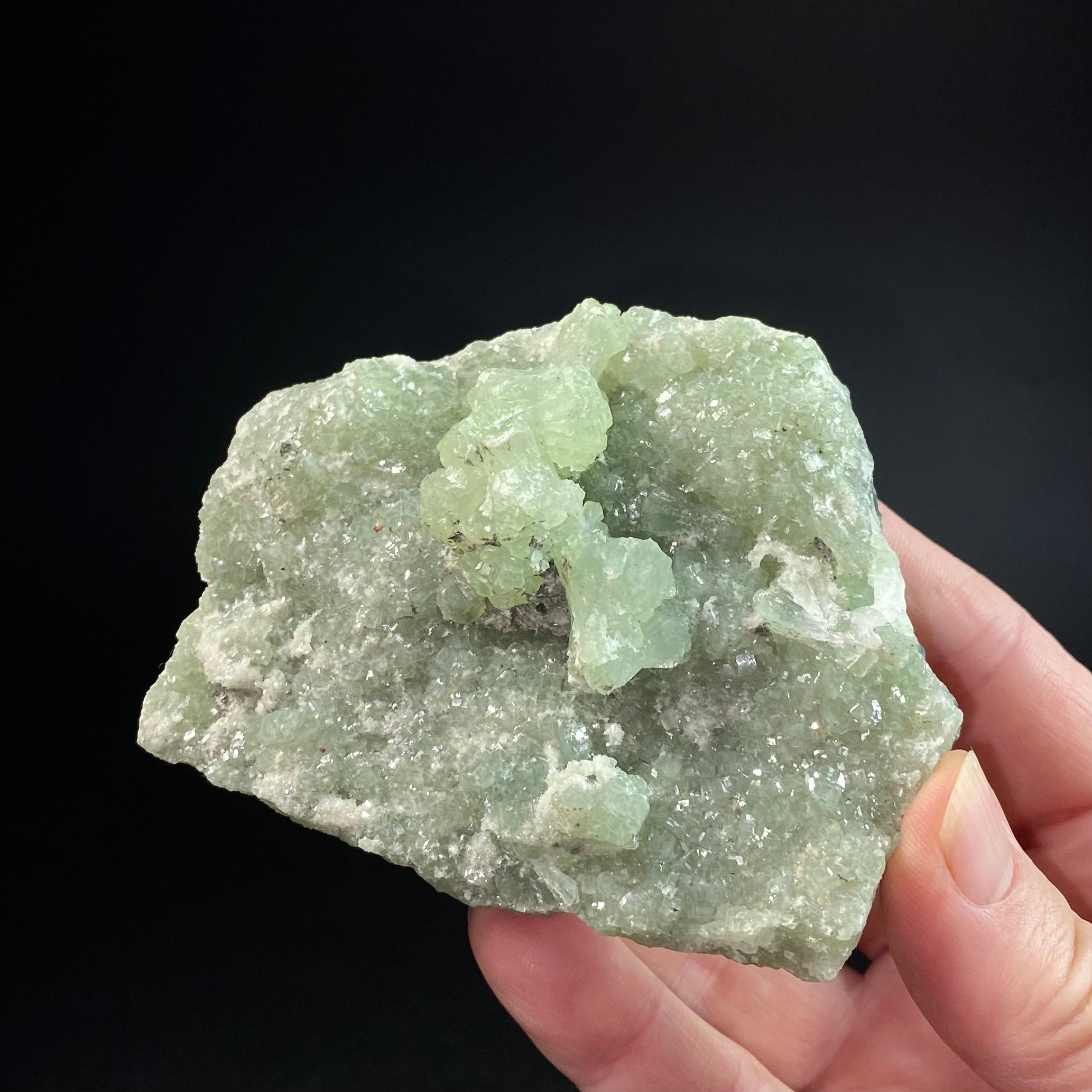 Double Sided Deep and Pale Green Prehnite Cluster