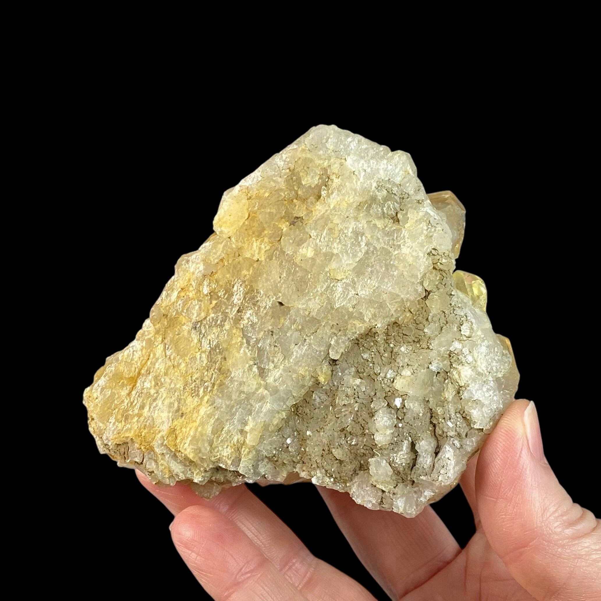 Clear Quartz Crystal Cluster with Natural Yellow Iron Oxide Coating