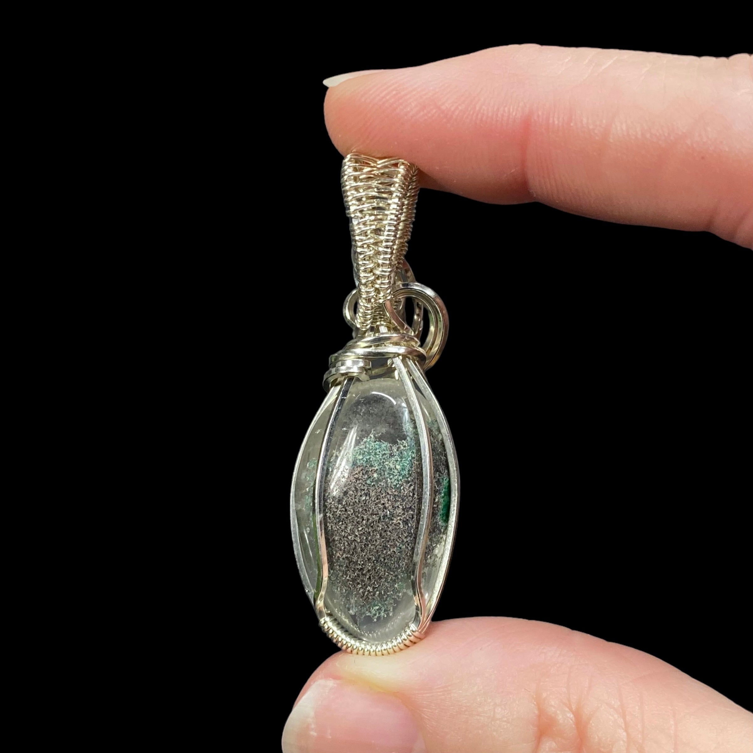 Garden Quartz & Sterling Silver Wire Wrapped Pendant