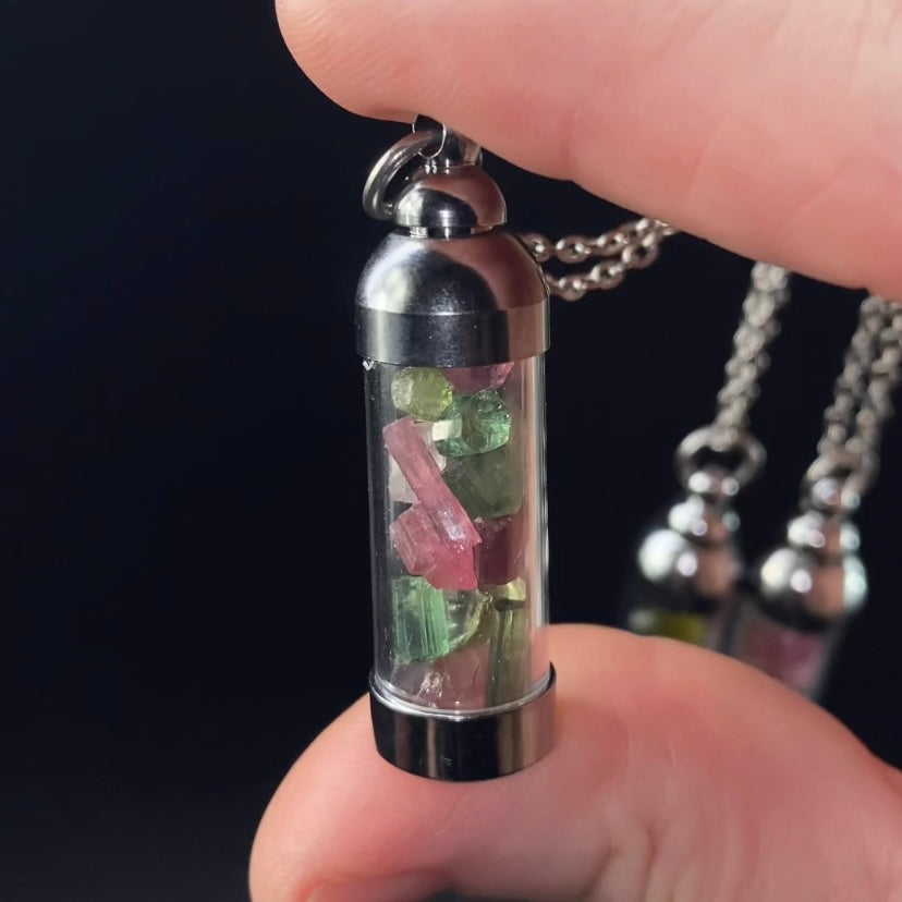 High Grade Tourmaline Filled Pendant Necklace
