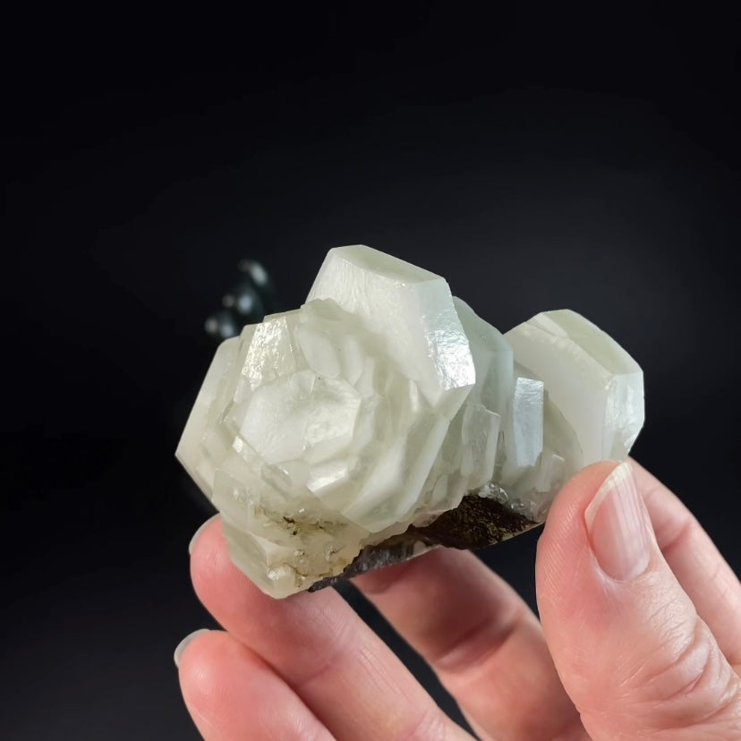 Fluorescent Hexagonal Sandwich Calcite Crystal Cluster