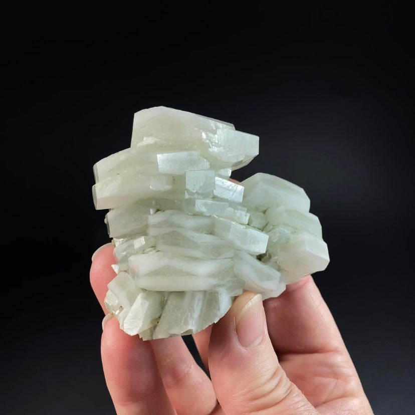 Fluorescent Hexagonal Sandwich Calcite Crystal Cluster