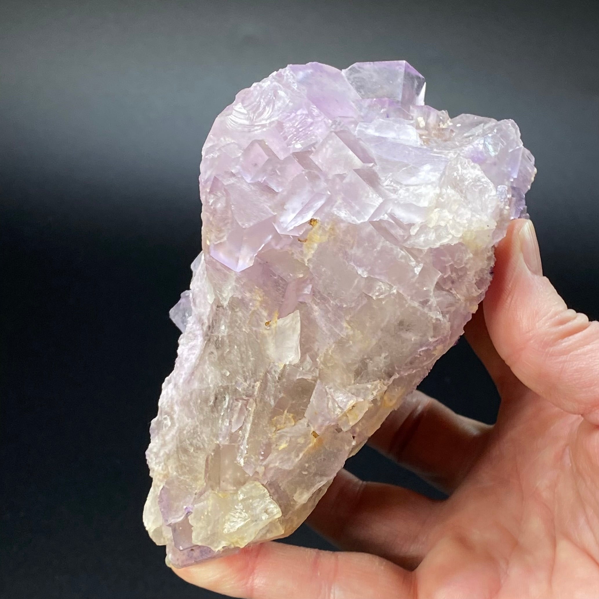 Cubic Pale Purple and Gray Fluorite Crystal Cluster from Cave in Rock, Illinois