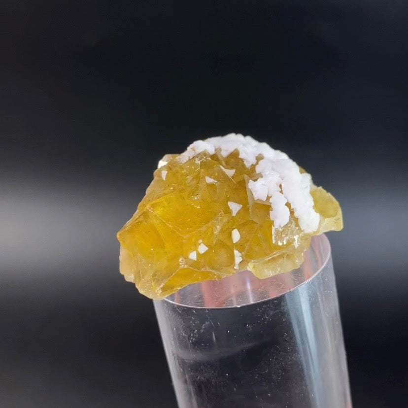 Yellow Moscona Cubic Fluorite Cluster from Asturias Spain - Phosphorescent