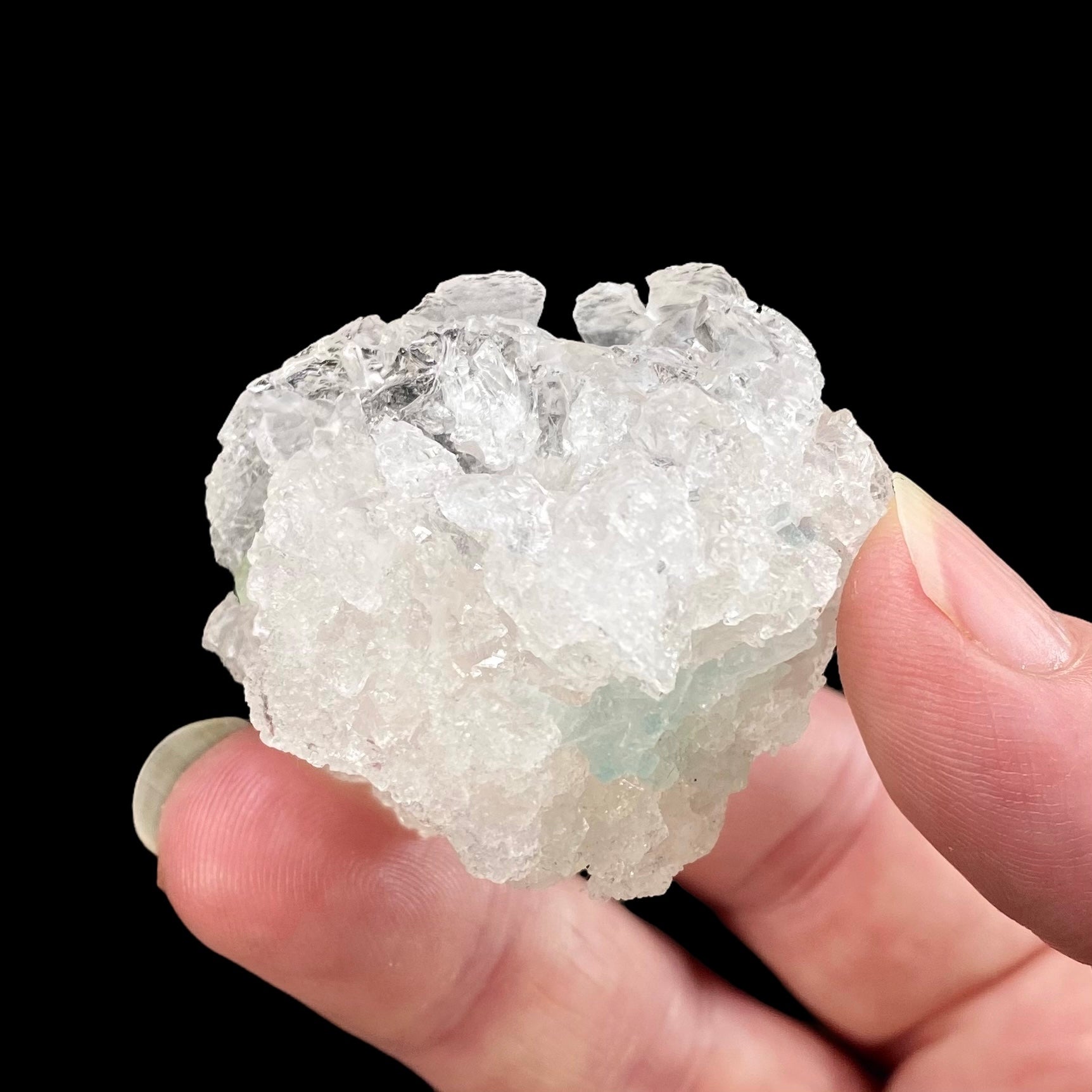Clear Etched Pollucite with Green Tourmaline from Laghman, Afghanistan