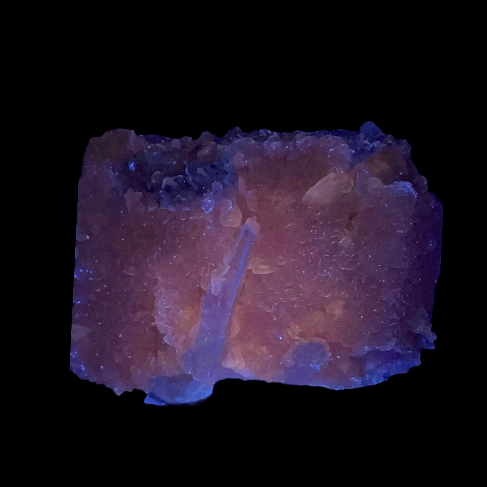 Mangano Calcite Covered in Calcite Crystals and Quartz