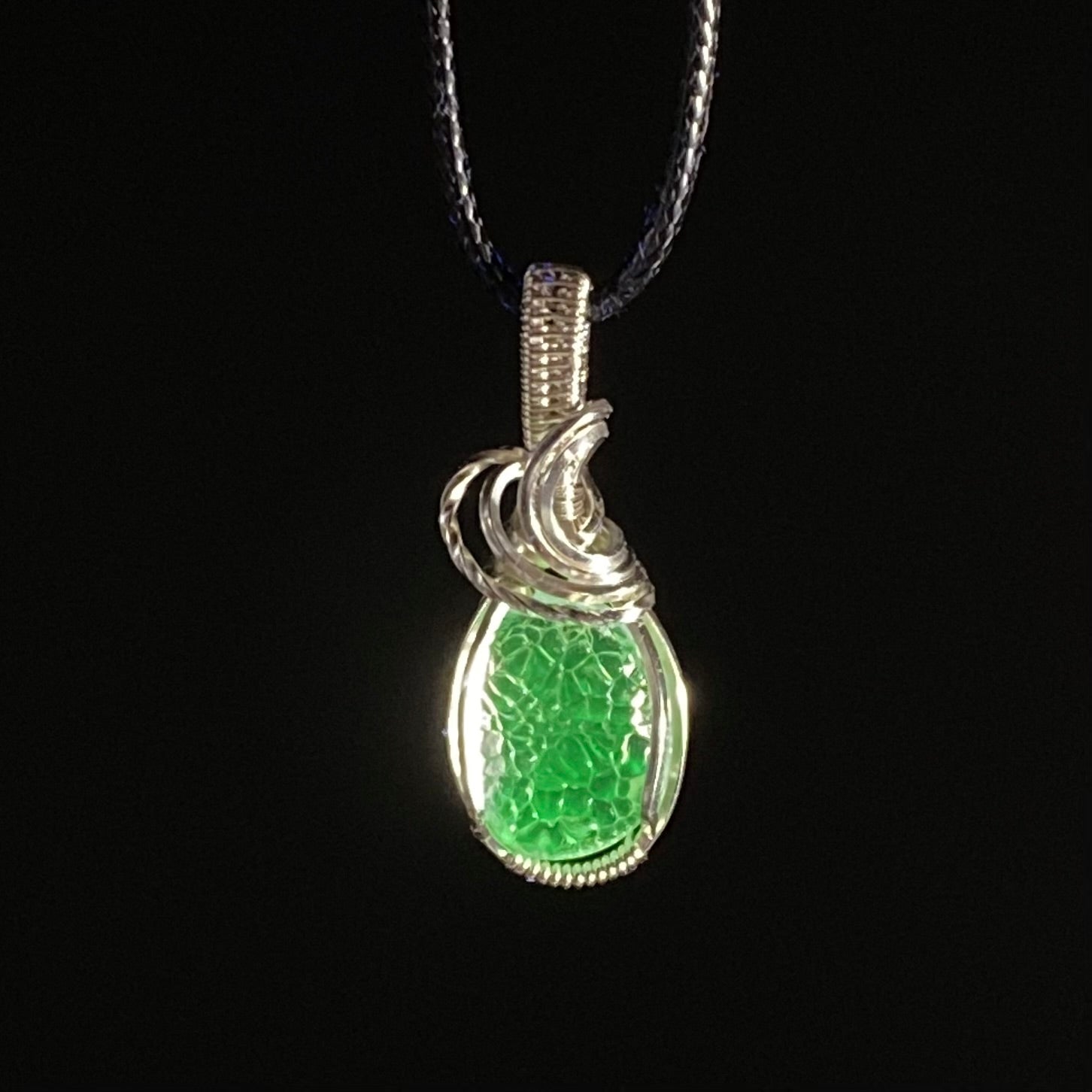 Hyalite Opal & Sterling Silver Wire Wrapped Pendant