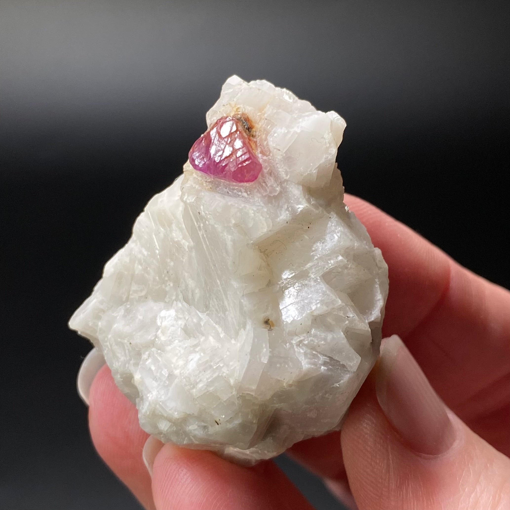 Pseudo Octahedral Natural Ruby Crystal on Marble Matrix, Jegdalek, Afghanistan