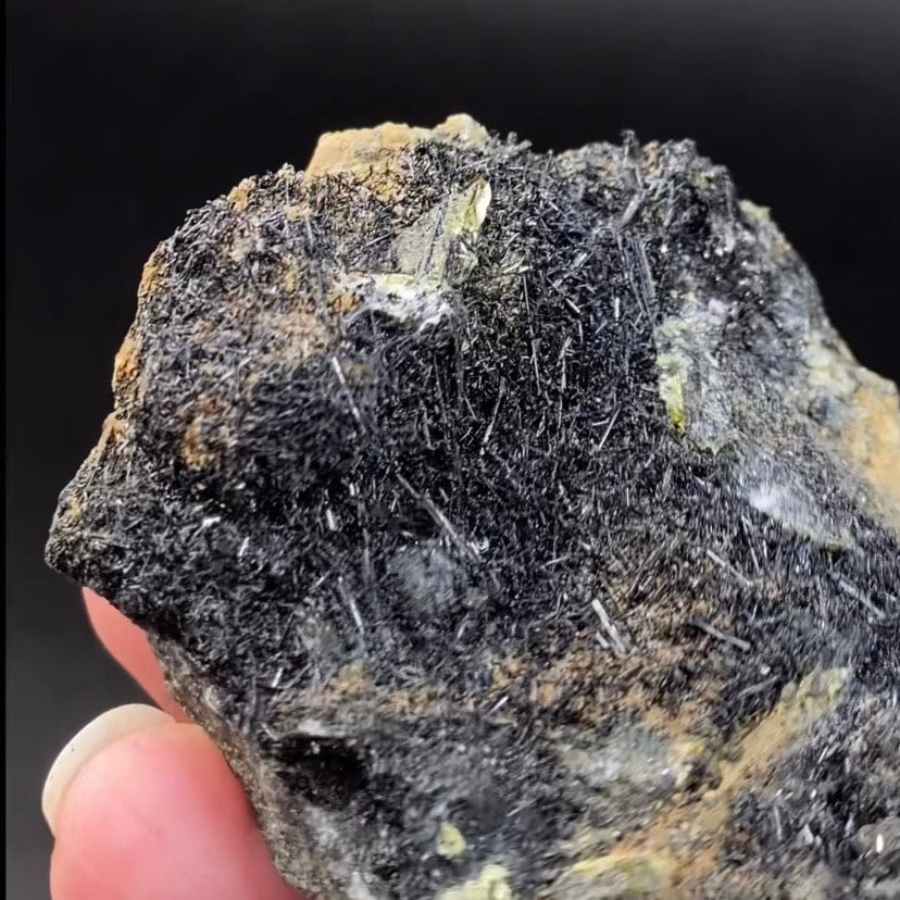 Green Titanite Sphene Crystal with Rutile on Matrix