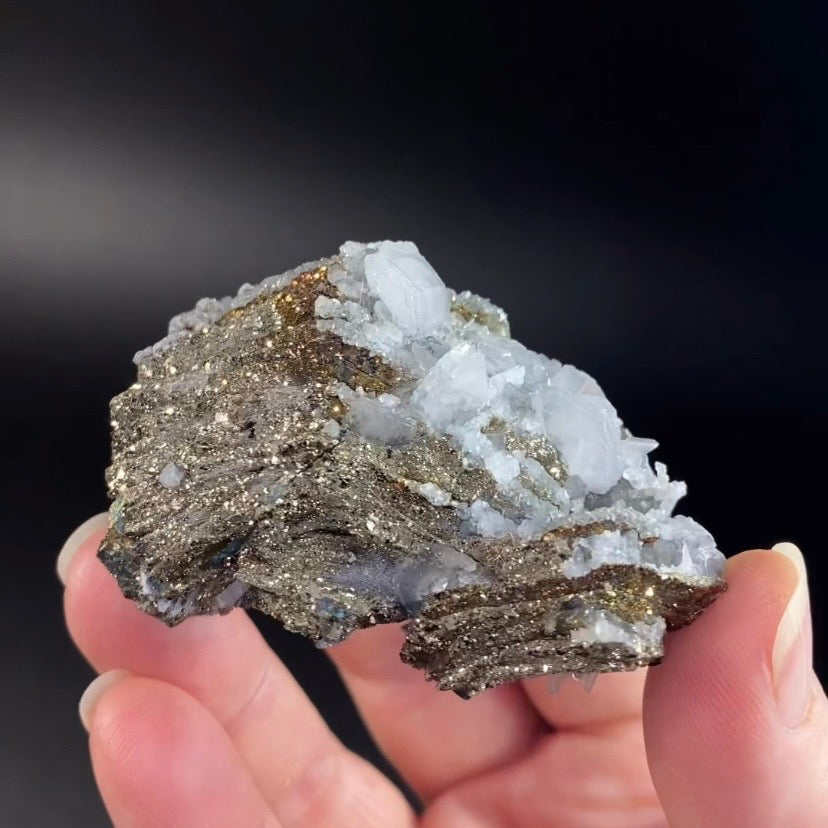 Pyrite After Pyrrhotite with Calcite, Quartz from Trepca Mine Complex, Kosovo