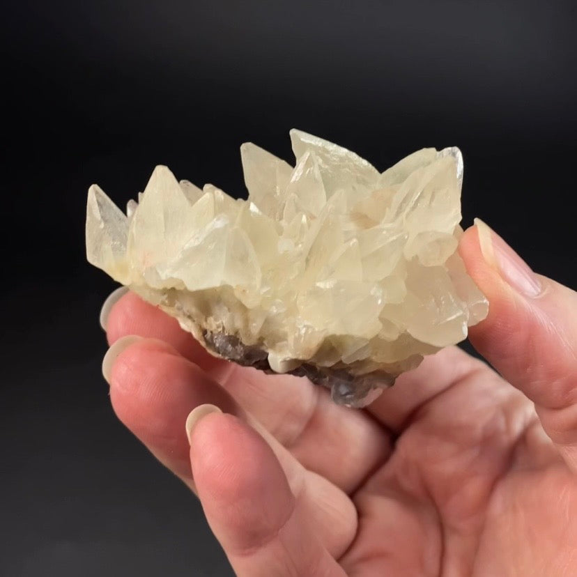 Scalenohedral DogTooth Calcite on Blue Purple Fluorite Matrix, UV Reactive, Fluorescent