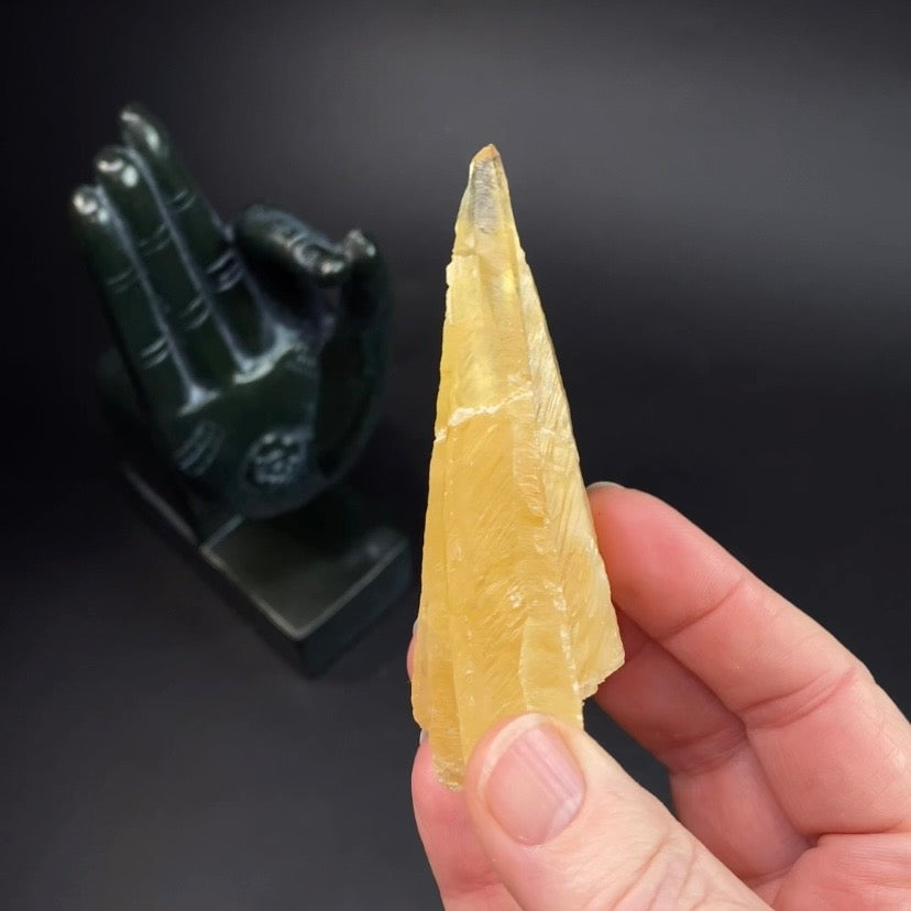 Phosphorescent Golden Feather Tapered Calcite Crystal