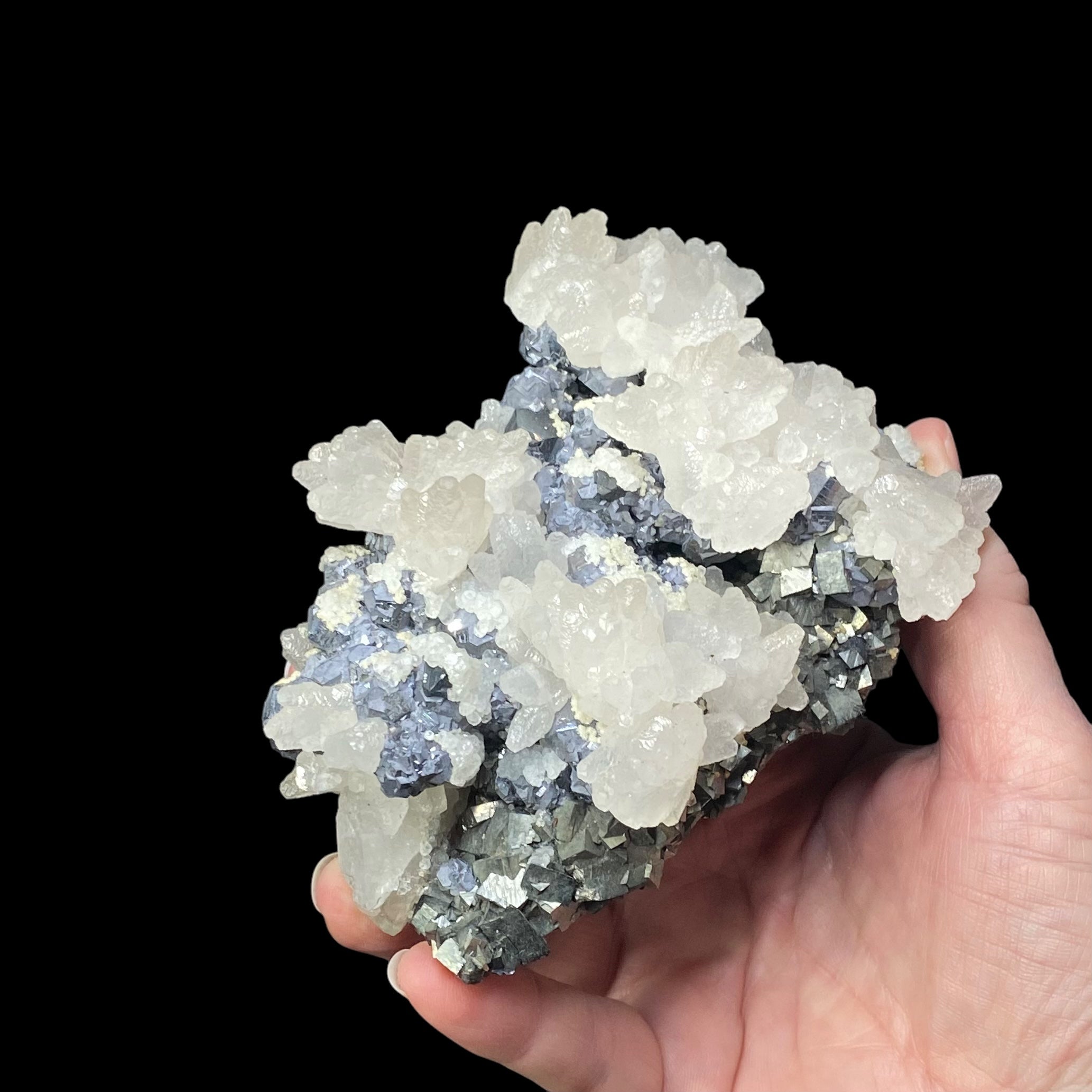 Galena, Fluorescent Calcite and Pyrite Cluster from Trepça Mine Complex, Kosovo