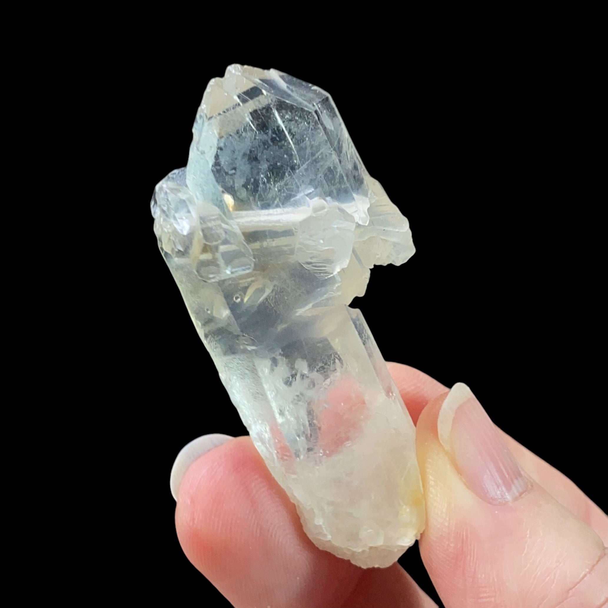 Double Terminated Tabular Bone Quartz Crystal with Halloysite Inclusions