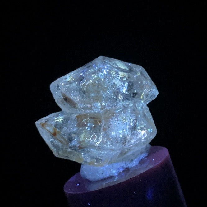 Double Terminated Twin Fenster Quartz Crystal with Fluorescent Inclusions