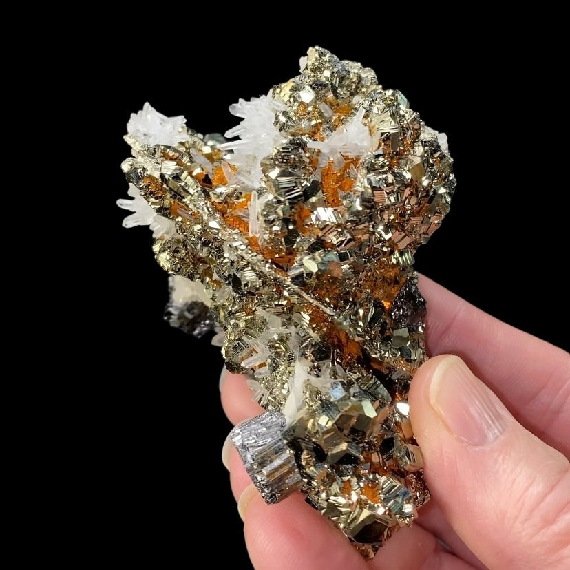 Pyrite After Pyrrhotite with Quartz, Bournonite & Calcite from Trepca Mine Complex, Kosovo