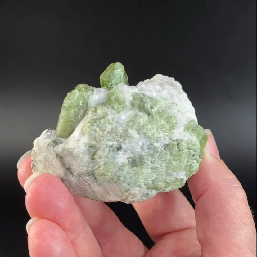 Diopside Crystals on Marble Matrix, Badakhshan, Afghanistan