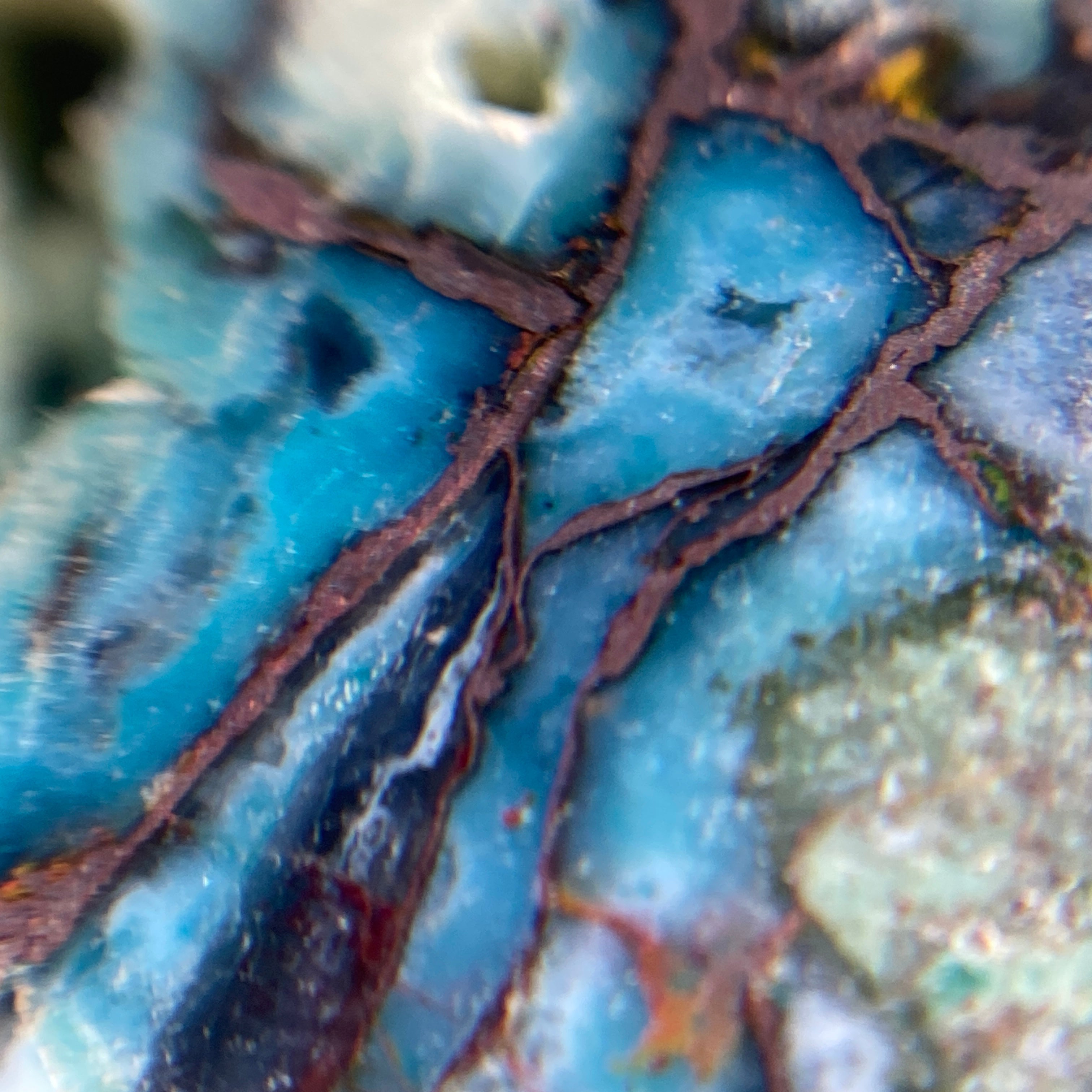 Chrysocolla & Copper Indonesian Copper Web with Matrix Polished Slab